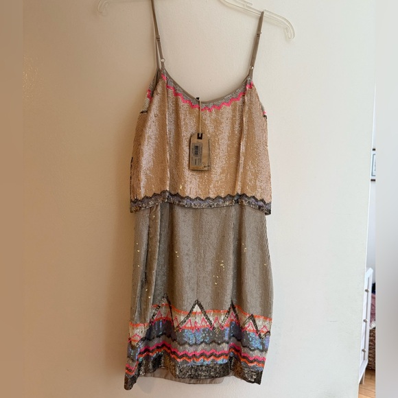Allsaints sequin printed mini dress w/tags never worn size US 4 UK 8 - Picture 4 of 6